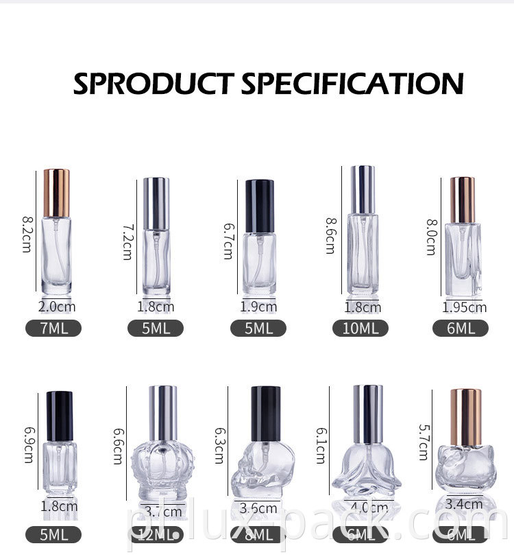 7 ml 8 ml 10 ml przezroczyste szklane słoiki okrągłe z czarną plastikową butelką do spray
